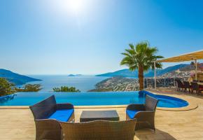 Kalkanda Deniz Manzaralı Sonsuzluk Havuzlu Villa